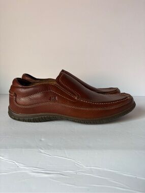 J&M Men's Brown Leather Slip-On Driving Moccasins